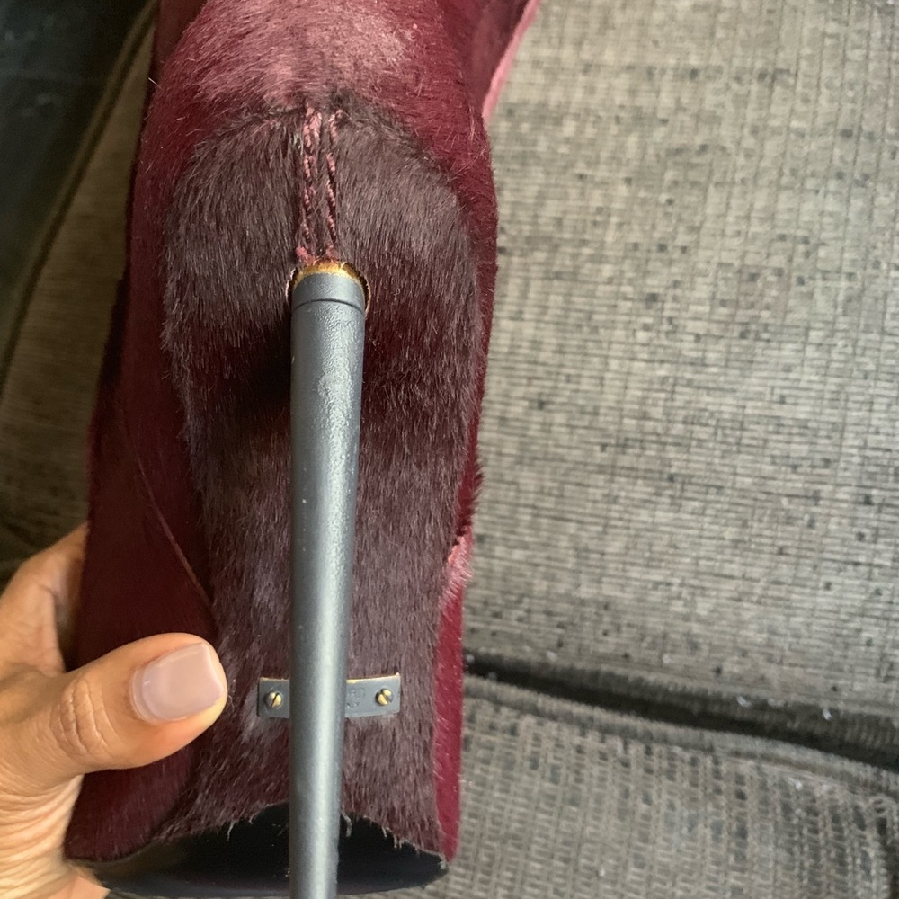 Tom Ford Maroon Pony Hair Cowboy Boots View 4